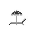 Pictograph summer vacation beach icon umbrella and chair relax travel white background Royalty Free Stock Photo