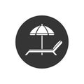 Pictograph summer vacation beach icon umbrella and chair relax travel on white Royalty Free Stock Photo