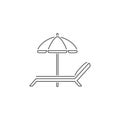 Pictograph summer vacation beach line icon umbrella and chair relax travel on white Royalty Free Stock Photo