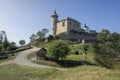Pictoresque Czech old historic public castle Kuneticka hora on hill top