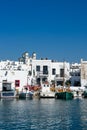 Pictoresque whitewashed port of Naoussa, Paros island Royalty Free Stock Photo