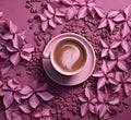 Pictorial Art of Coffee Embellished with Goa-Inspired Motifs in Light Magenta and White AI Generated