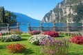 pictorial lakeside park Riva del Garda, tourist resort lake Gardasee north Royalty Free Stock Photo