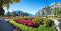 pictorial lakeside park Riva del Garda, tourist resort lake Gardasee north. italian landscape panorama Royalty Free Stock Photo