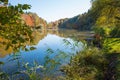 Pictorial moor lake and wilderness, Thanninger Weiher, in autumn