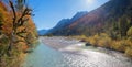 Pictorial rissbach valley, nature park karwendel in autumn