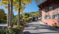 Pictorial tourist resort Mittenwald, autumnal scenery, house with mural painting