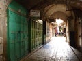 Pictouresque street in Arabic quarter in old town, Jerusalem