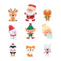 Set of cartoon winter characters Royalty Free Stock Photo