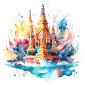 Abstract watercolor of temple background wallpaper