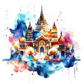 Abstract watercolor of temple background wallpaper