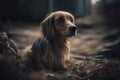 Picture of an Adorable Poor Lost Doggy in a Dark Setting, created with Generative AI technology