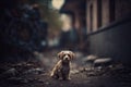 Picture of an Adorable Poor Lost Doggy in a Dark Setting, created with Generative AI technology