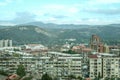 Panorama of North Mitrovica, the serbian part of the town, with crumbling residential buildings, It is a symbol of the division