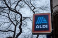 Aldi logo on one of their shops for Hungary. Aldi is a German Discount Supermarket chain developped worldwide