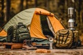 picture of all sorts of camping gear Neutral colors minimalist