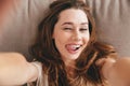 Picture Amazing happy emotional pretty lady make selfie. Royalty Free Stock Photo