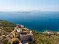Picture of ancient fortress, sea, blue sky, mountain fortress Royalty Free Stock Photo