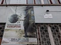 Anti Corruption poster displayed on a police station wall in Medias, Transylvania.