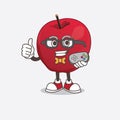 Apple cartoon mascot character as attractive gamer