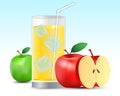 Apple Juice Drink in glass Realistic Vector