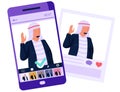 Picture of arabian man on screen in editting app. Printed photo from social network near the phone Royalty Free Stock Photo