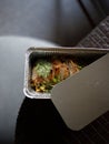 Asian chicken dish in a delivery box Royalty Free Stock Photo