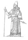 Picture of an Assyrian King in the old book The Encyclopaedia Britannica, vol. 6, by C. Blake, 1877, Edinburgh