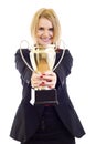 Picture of an attractive businesswoman winning Royalty Free Stock Photo