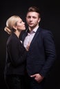 Picture of attractive couple of office workers standing Royalty Free Stock Photo