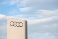 Audi logo on their main dealership store in Belgrade. Audi is a German car and automotive manufacturer