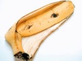 A picture of banana rind on white background,