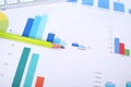 Picture of bar graph and pencil Royalty Free Stock Photo