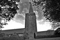 West wales church with dark clouds