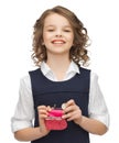 Girl with coin purse Royalty Free Stock Photo