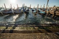 Morning with gondolas in Venice