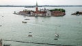 View from San Marco campanilla to San Magiore church in Venice