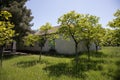 Picture of beautiful village house with garden. Azerbaijan village in summer time Royalty Free Stock Photo