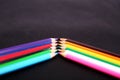 Picture of beautiful wooden colored pencils.Colored pencils for drawing Royalty Free Stock Photo