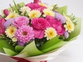 Picture of a beautifully arranged bouquet of colorful flowers