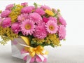 Picture of a beautifully arranged bouquet of colorful flowers