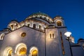 Saint Sava Cathedral Temple Hram Svetog Save in the early evening seen fron the outside. Royalty Free Stock Photo