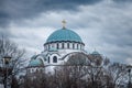 Saint Sava Cathedral Temple (Hram Svetog Save) during a cloudy afternoon. This orthodox church is the main Royalty Free Stock Photo