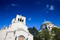 Mala Crkva Svetog Save (small church of saint sava) with Saint Sava Cathedral Temple (Hram Svetog Save) Royalty Free Stock Photo