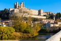 Bezier Cathedral Saint Nazaire and Pont Vieux Bridge, river