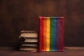 Picture of a bible, cross and a rainbow flag Royalty Free Stock Photo