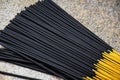 Picture of black color incense stick or joss sticks Royalty Free Stock Photo