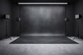 picture of a black and gray walls empty studio generative AI Royalty Free Stock Photo