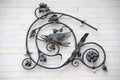 Black iron bird wall mount