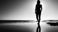 Woman shilouette in black and white Royalty Free Stock Photo